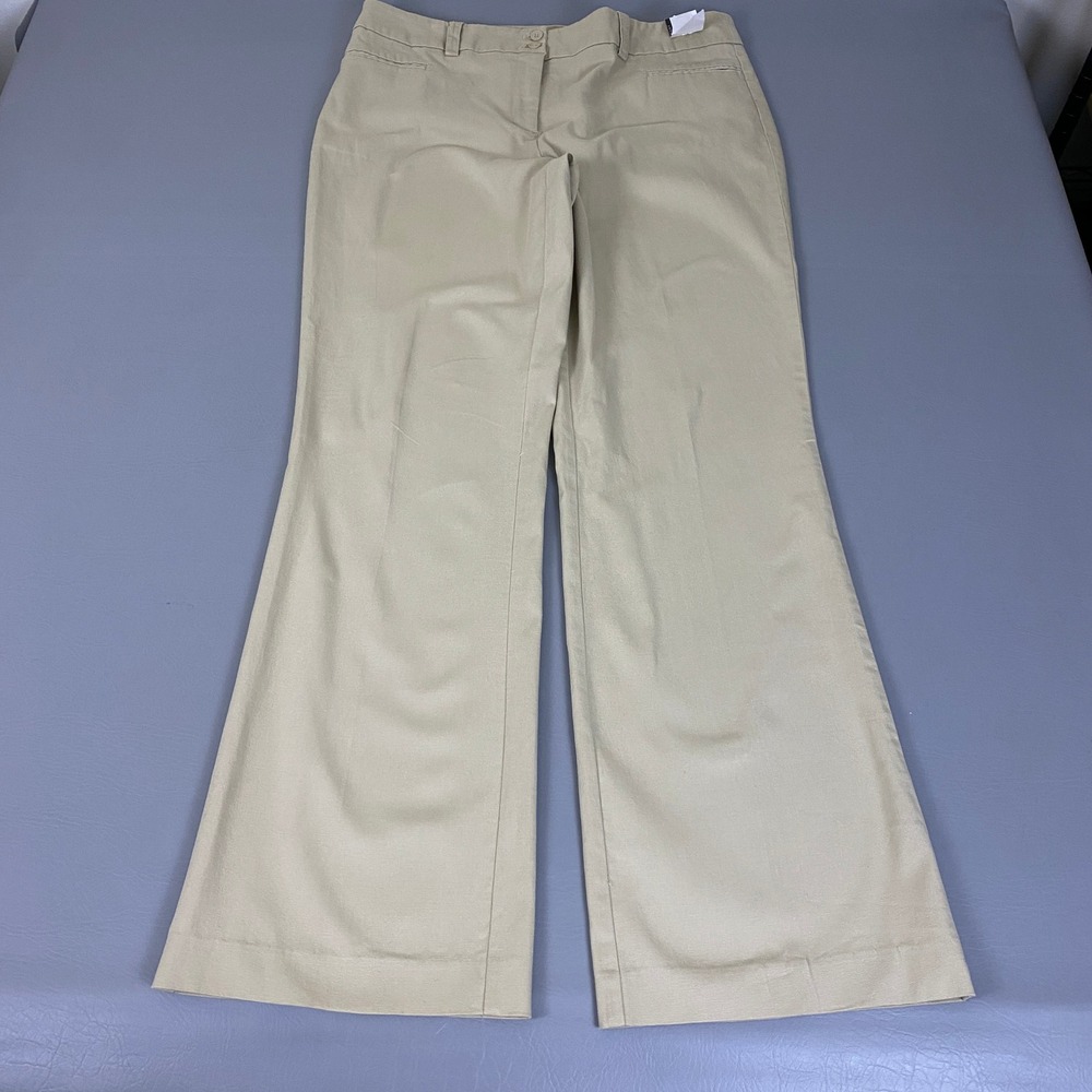 New York & Company Bowery Pant Flare 16 Tall Khaki Stretch Leg Trousers New *